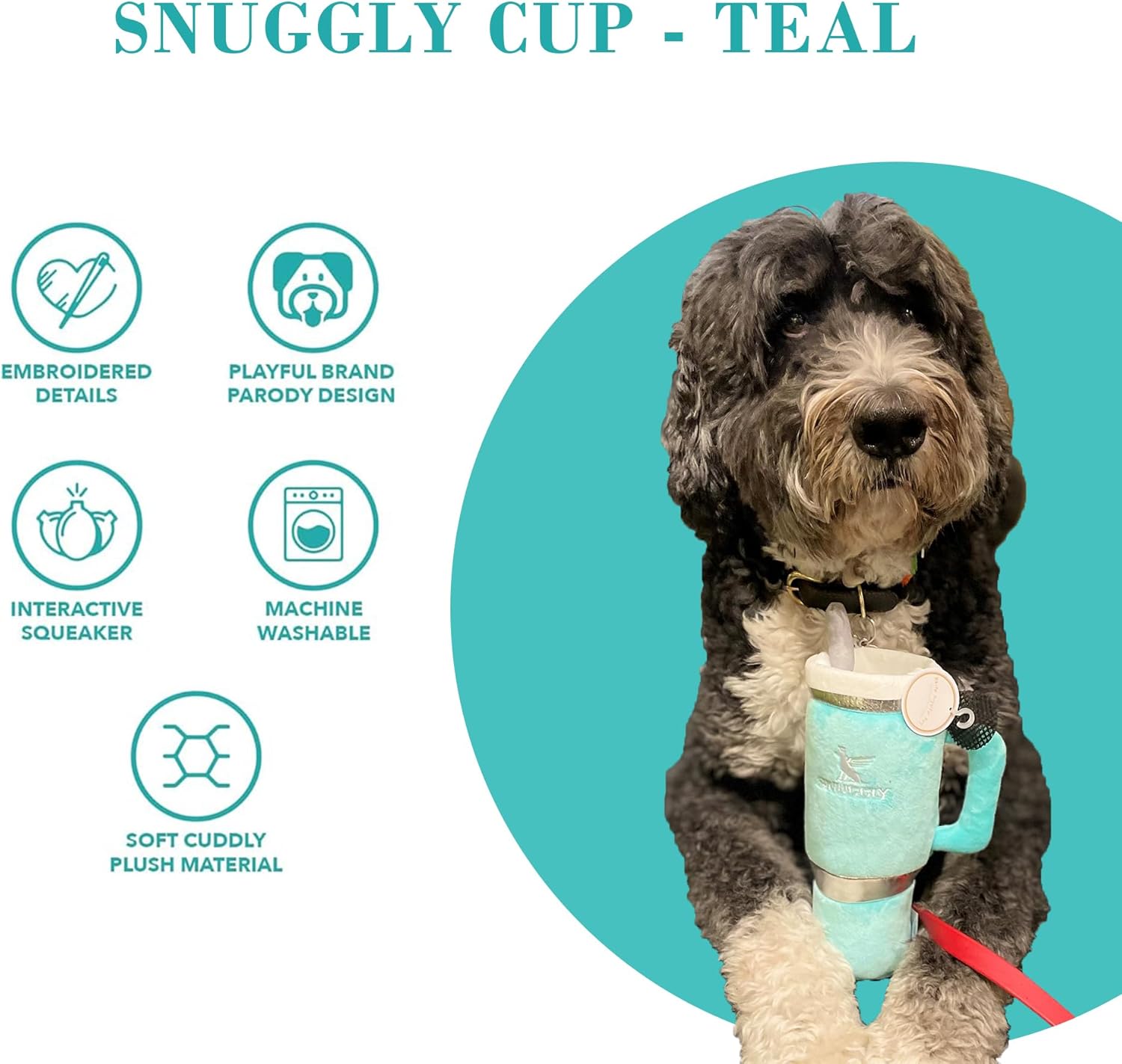 Snuggly Cup, Plush Designer Dog Toys with Interactive Squeaker, Stimulating Pet Enrichment, Machine-Washable & Safe Materials for All Breeds, One Size