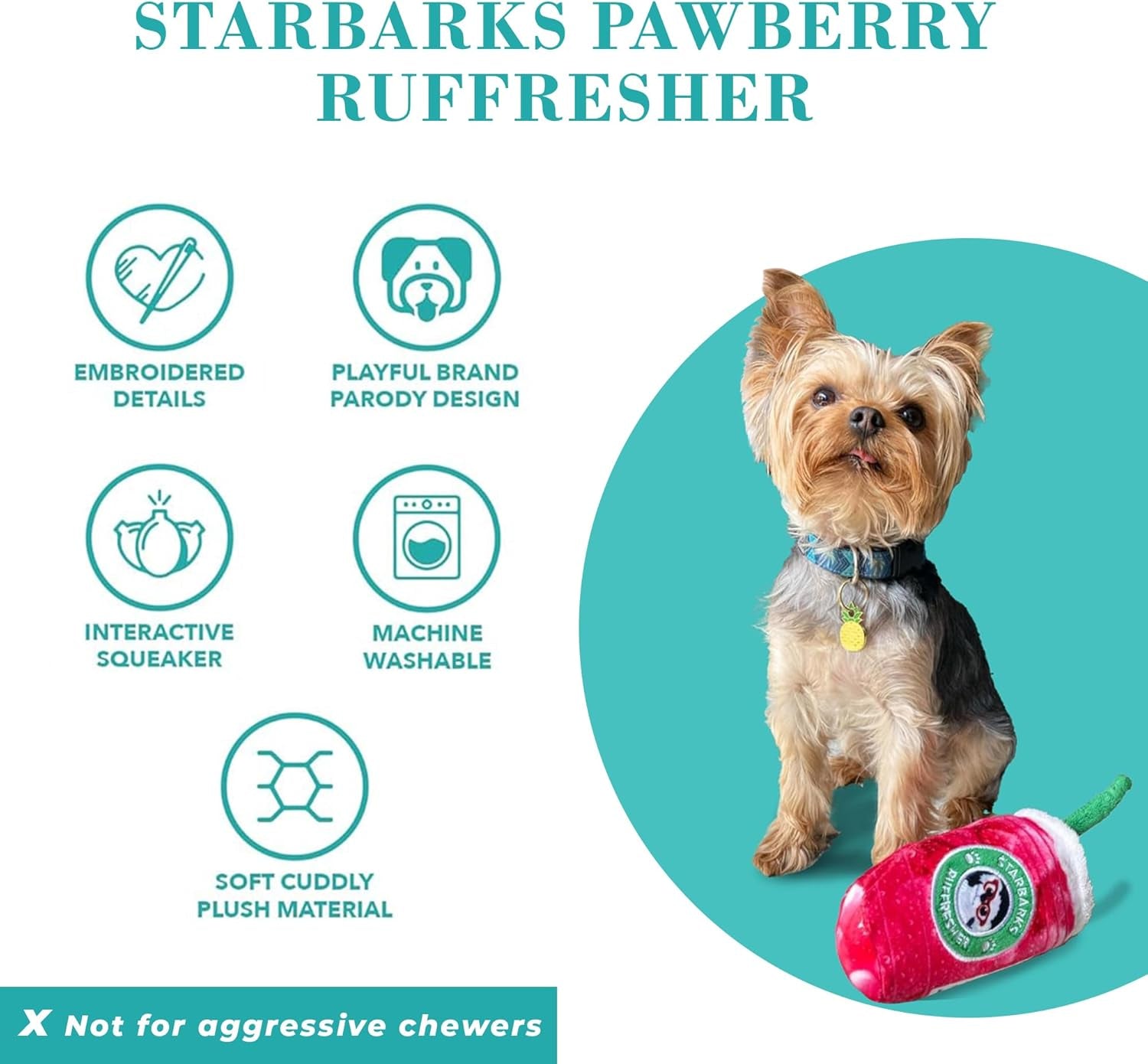 Starbarks Ruffresher, Plush Designer Dog Toys with Interactive Squeaker, Stimulating Pet Enrichment, Machine-Washable & Safe Materials for All Breeds, One Size